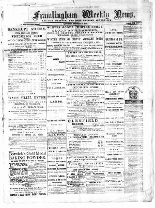 cover page of Framlingham Weekly News published on November 2, 1872
