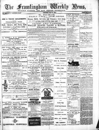cover page of Framlingham Weekly News published on May 22, 1875