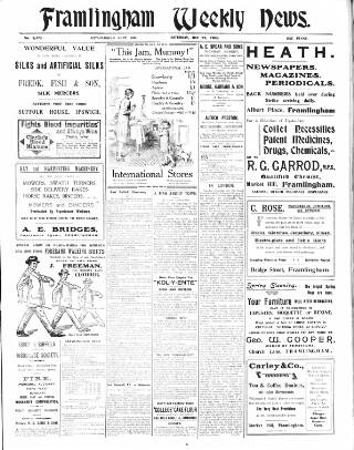 cover page of Framlingham Weekly News published on May 22, 1926