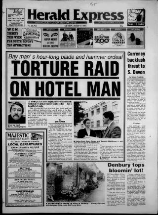 cover page of Torbay Express and South Devon Echo published on August 2, 1993