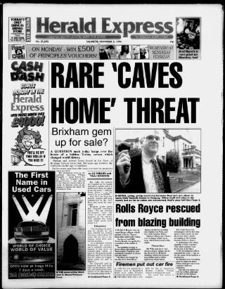 cover page of Torbay Express and South Devon Echo published on November 2, 1996