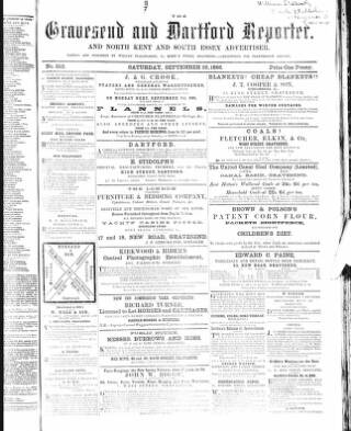 cover page of Gravesend Reporter, North Kent and South Essex Advertiser published on September 22, 1866
