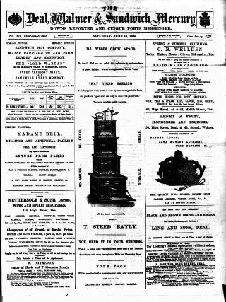 cover page of Deal, Walmer & Sandwich Mercury published on June 13, 1896