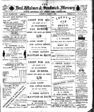 cover page of Deal, Walmer & Sandwich Mercury published on August 2, 1902