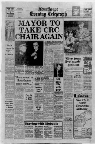 cover page of Scunthorpe Evening Telegraph published on May 22, 1980