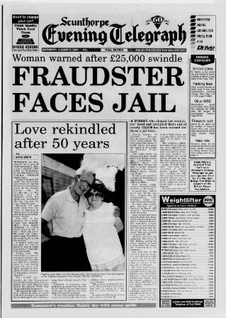 cover page of Scunthorpe Evening Telegraph published on August 2, 1997