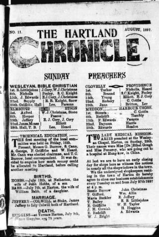 cover page of Hartland and West Country Chronicle published on August 2, 1897