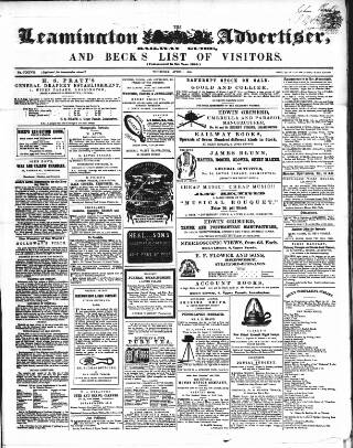 cover page of Leamington Advertiser and Beck's List of Visitors published on April 1, 1858