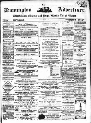 cover page of Leamington Advertiser and Beck's List of Visitors published on May 22, 1862