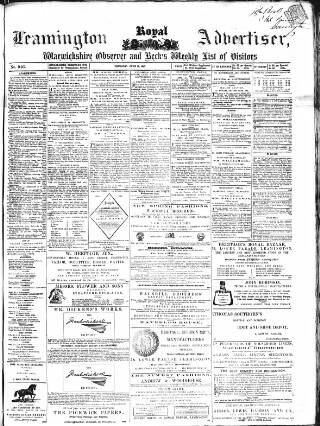 cover page of Leamington Advertiser and Beck's List of Visitors published on June 13, 1867