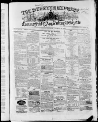 cover page of Munster Express published on September 28, 1861