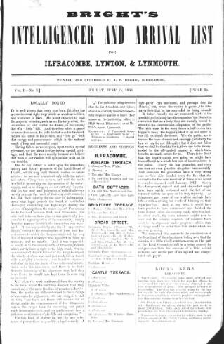cover page of Bright's Intelligencer and Arrival List published on June 22, 1860