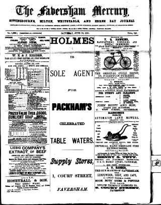 cover page of Faversham Times and Mercury and North-East Kent Journal published on June 13, 1891