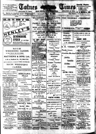 cover page of Totnes Weekly Times published on May 22, 1909