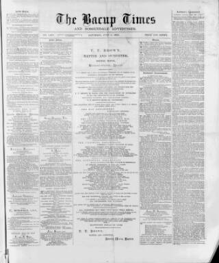 cover page of Bacup Times and Rossendale Advertiser published on June 1, 1889