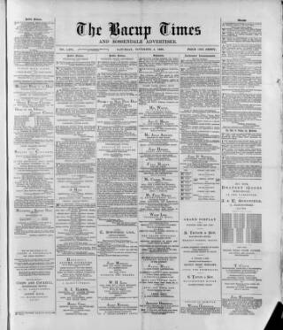 cover page of Bacup Times and Rossendale Advertiser published on November 2, 1889