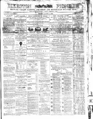 cover page of Ilkeston Pioneer published on August 2, 1866