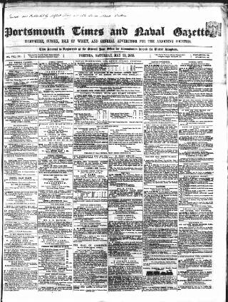 cover page of Portsmouth Times and Naval Gazette published on May 22, 1858