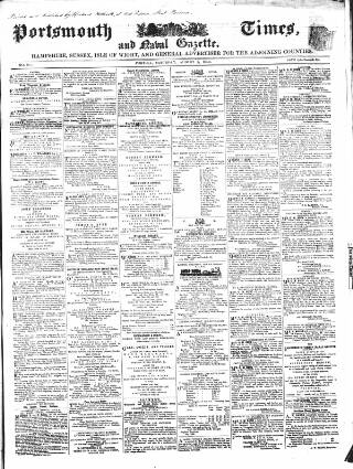 cover page of Portsmouth Times and Naval Gazette published on August 2, 1862