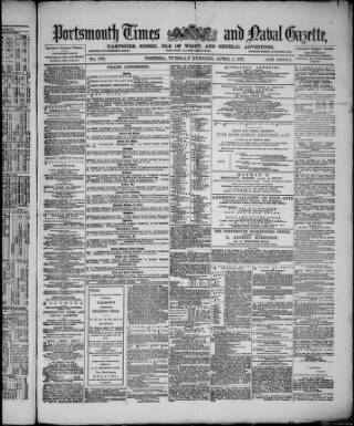 cover page of Portsmouth Times and Naval Gazette published on April 1, 1879