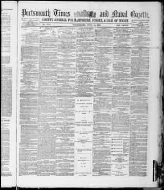 cover page of Portsmouth Times and Naval Gazette published on June 13, 1883