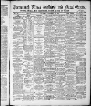 cover page of Portsmouth Times and Naval Gazette published on November 2, 1889