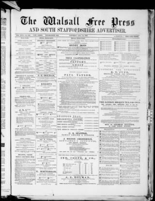 cover page of Walsall Free Press and General Advertiser published on April 1, 1882