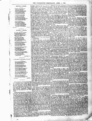 cover page of Warminster Miscellany published on April 1, 1858