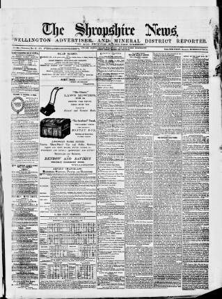 cover page of Shropshire News published on May 22, 1873