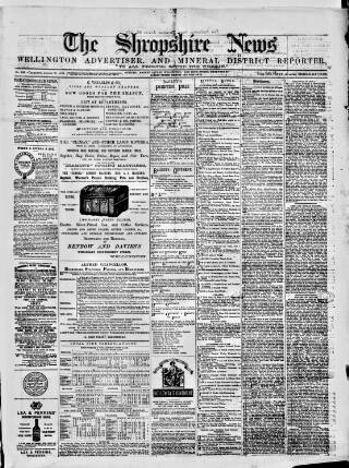 cover page of Shropshire News published on August 28, 1873