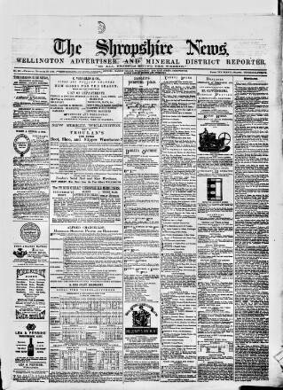 cover page of Shropshire News published on November 20, 1873