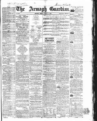 cover page of Armagh Guardian published on June 13, 1862