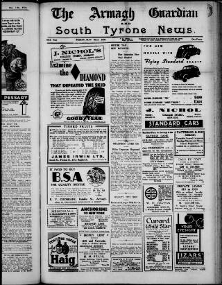 cover page of Armagh Guardian published on May 22, 1936