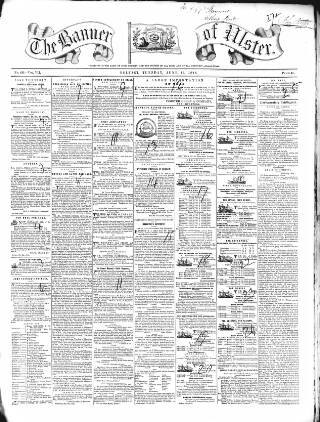 cover page of Banner of Ulster published on June 13, 1848