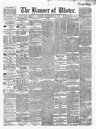 cover page of Banner of Ulster published on September 28, 1858