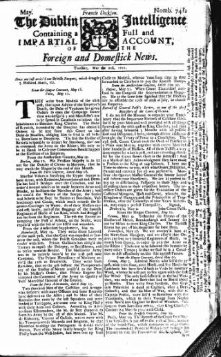 cover page of Dublin Intelligence published on May 22, 1711