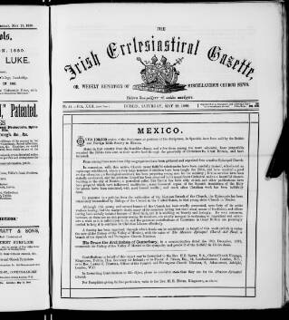 cover page of Irish Ecclesiastical Gazette published on May 22, 1880