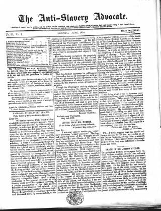 cover page of Anti-Slavery Advocate published on June 1, 1859