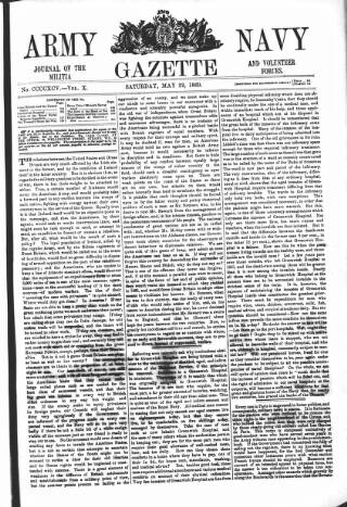 cover page of Army and Navy Gazette published on May 22, 1869