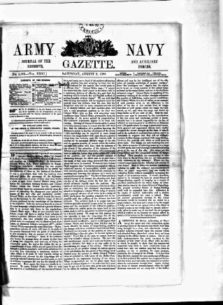 cover page of Army and Navy Gazette published on August 2, 1890