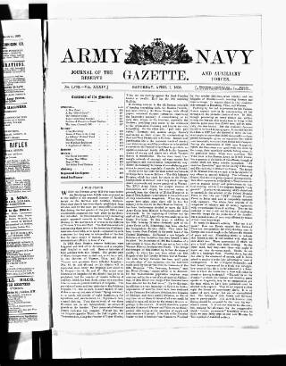cover page of Army and Navy Gazette published on April 1, 1893