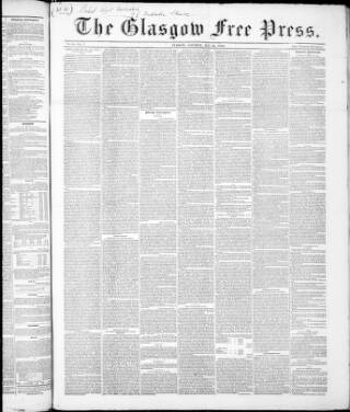 cover page of Glasgow Free Press published on May 22, 1852