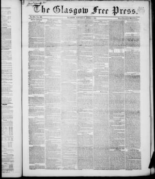 cover page of Glasgow Free Press published on April 1, 1854