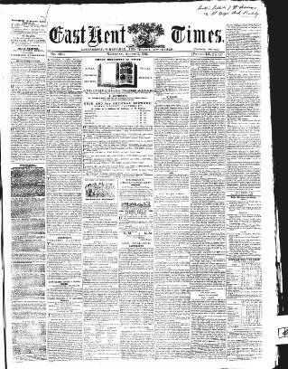cover page of East Kent Times published on August 2, 1862