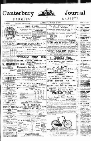 cover page of Canterbury Journal published on August 2, 1902