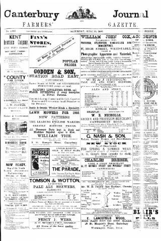 cover page of Canterbury Journal published on June 13, 1903