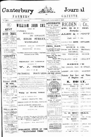 cover page of Canterbury Journal published on November 2, 1907