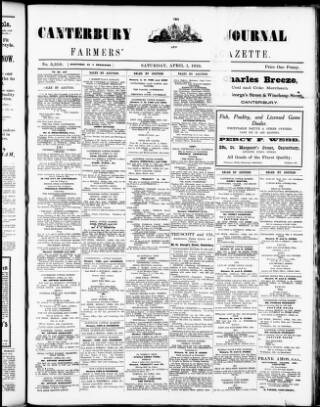 cover page of Canterbury Journal published on April 1, 1916