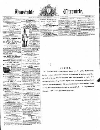 cover page of Dunstable Chronicle, and Advertiser for Beds, Bucks & Herts published on August 2, 1856