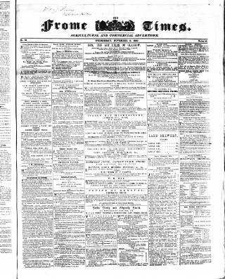 cover page of Frome Times published on November 2, 1859